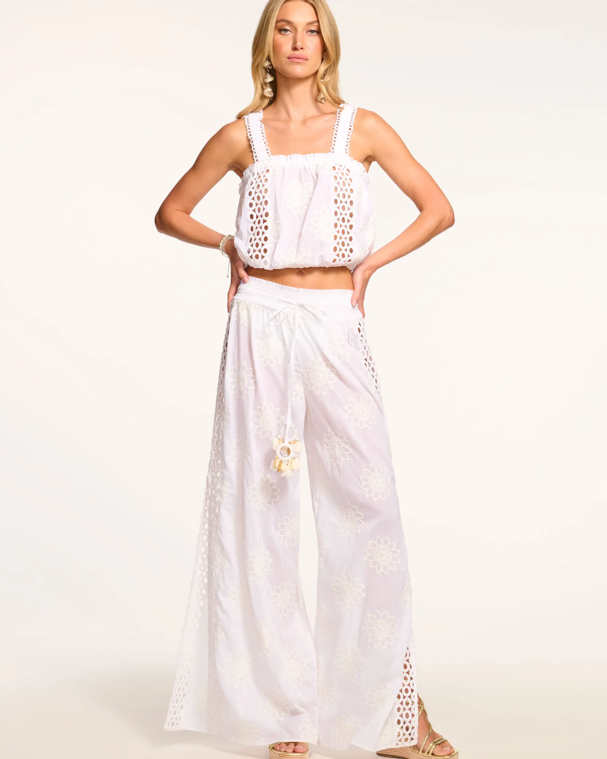 Clearance Ramy Brook Milan Wide Leg Coverup Pant Whitefloral
