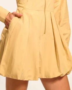 Clearance Ramy Brook Naira Cotton Poplin Bubble Mini Dress Burlap