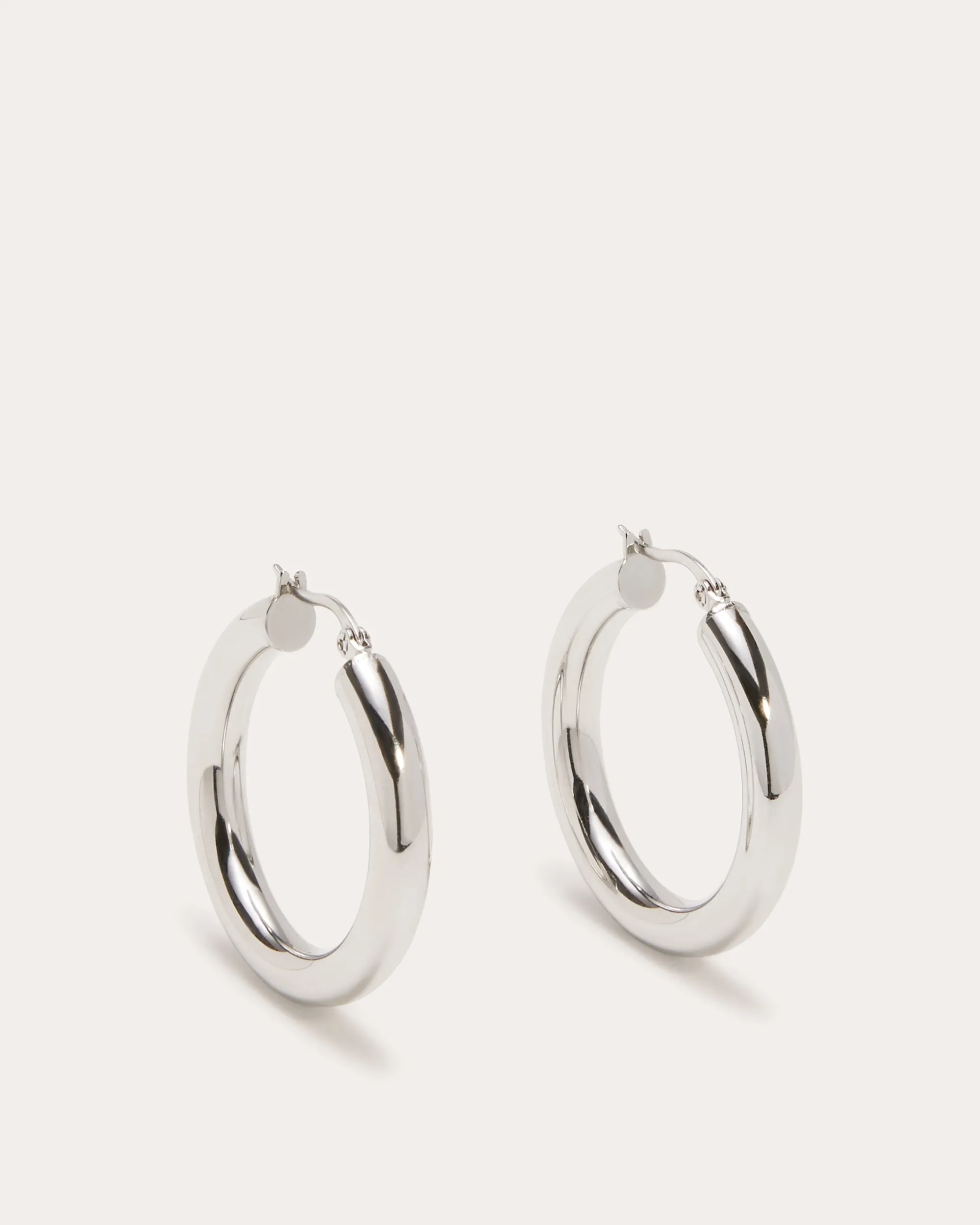 New Ramy Brook Natalie 1.5 Inch Hoop Earrings Silver