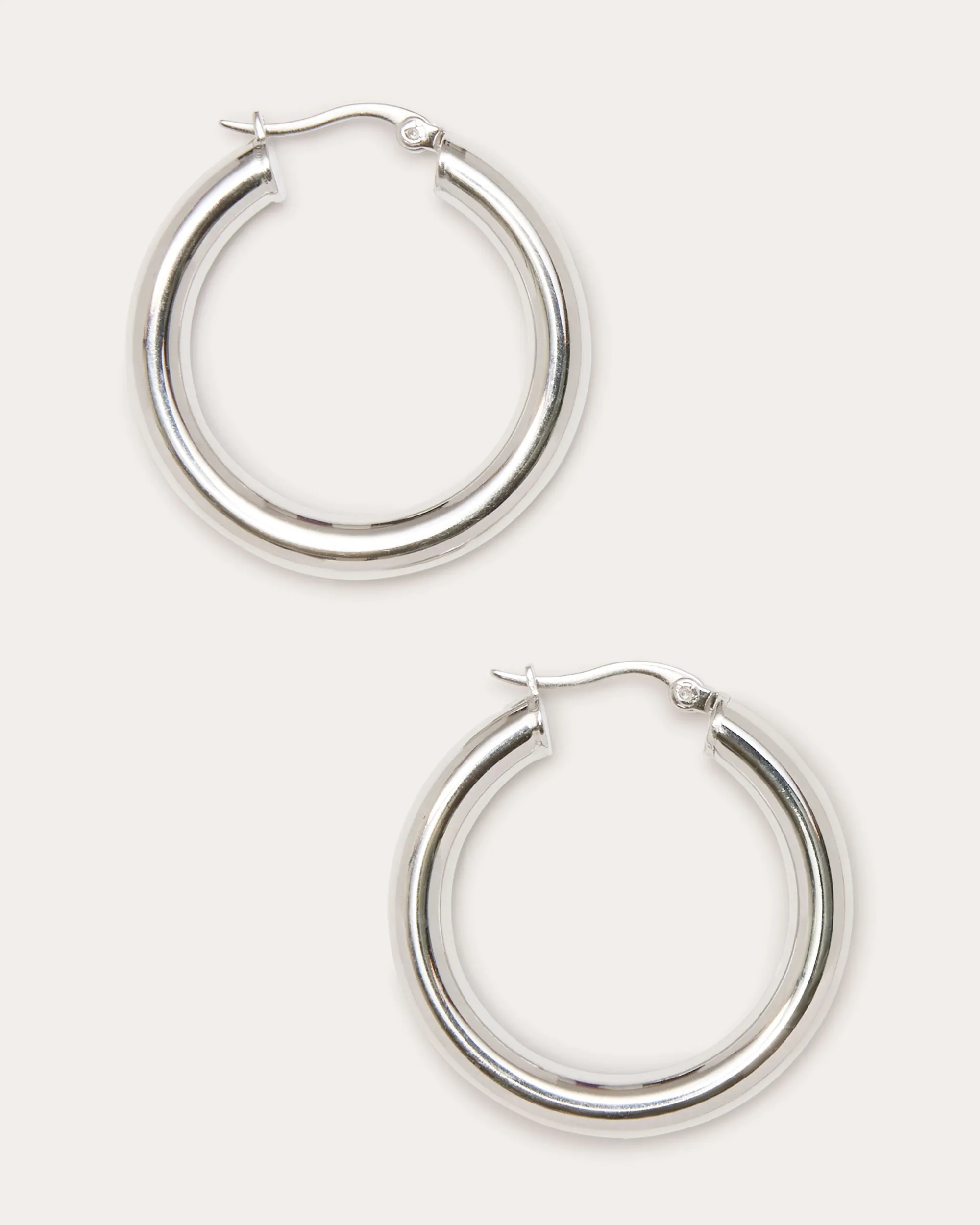 New Ramy Brook Natalie 1.5 Inch Hoop Earrings Silver