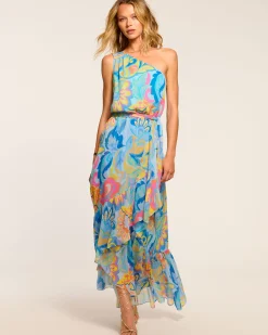 Clearance Ramy Brook Nicola One-Shoulder Maxi Dress Watercolorfloral