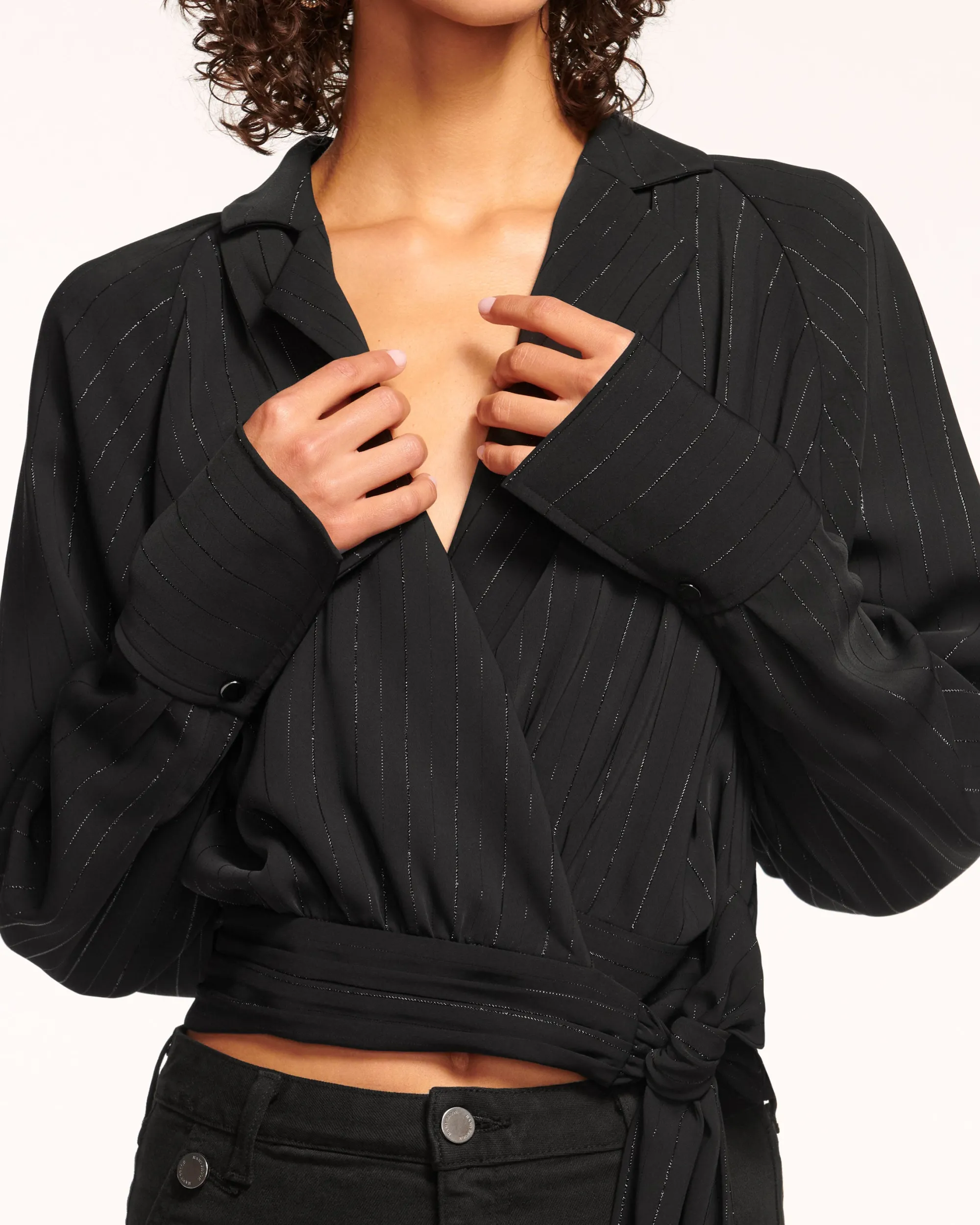 Online Ramy Brook Oliver V-Neck Wrap Top Blackstripe