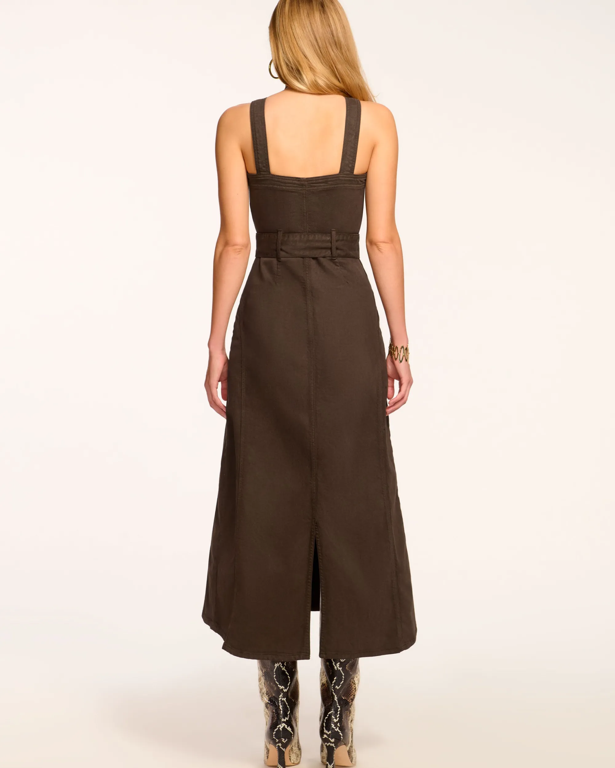 Clearance Ramy Brook Pamela Sleeveless Denim Midi Dress Desertbrown