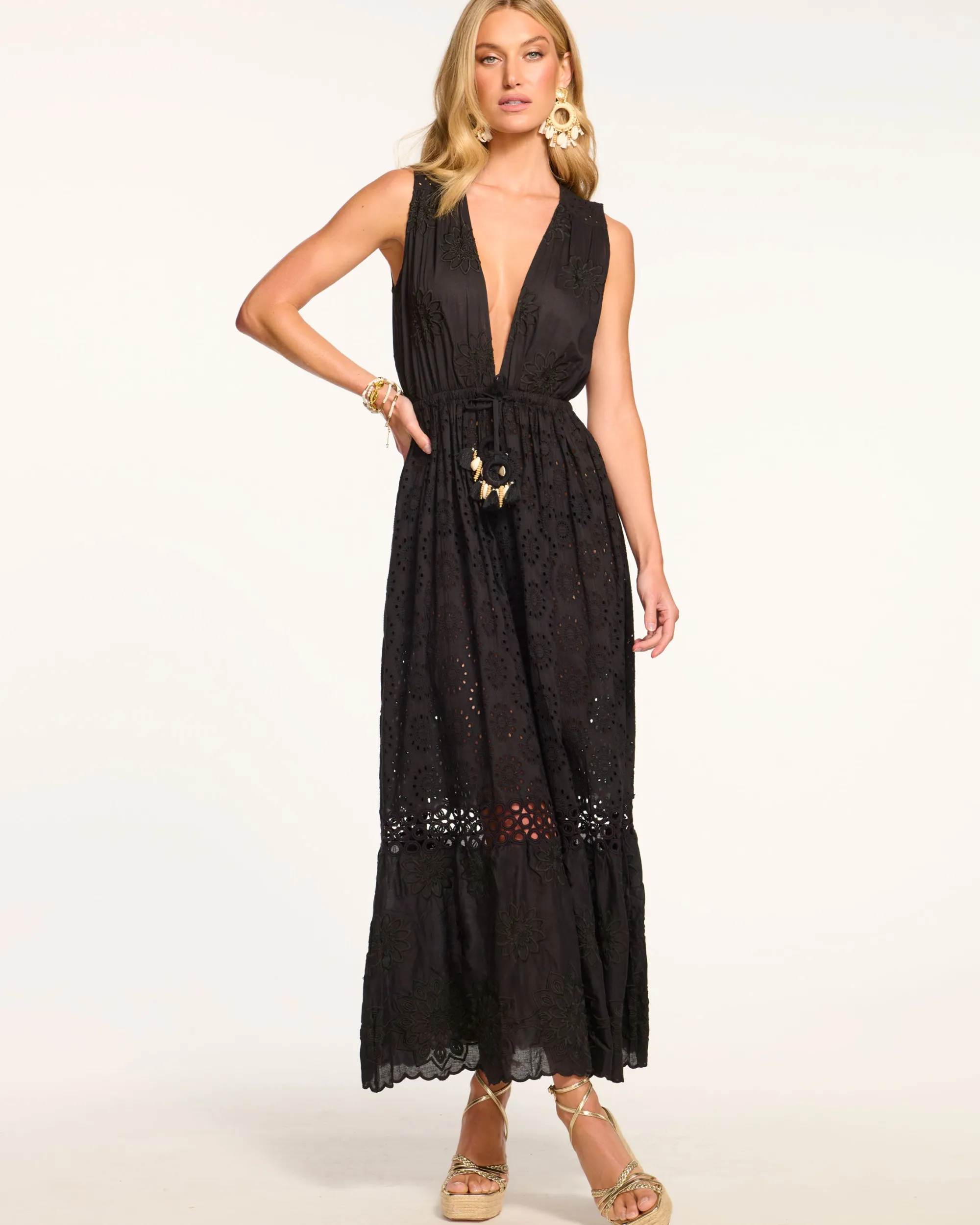 Fashion Ramy Brook Paxton Chambray Maxi Coverup Dress Black