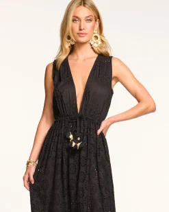 Fashion Ramy Brook Paxton Chambray Maxi Coverup Dress Black
