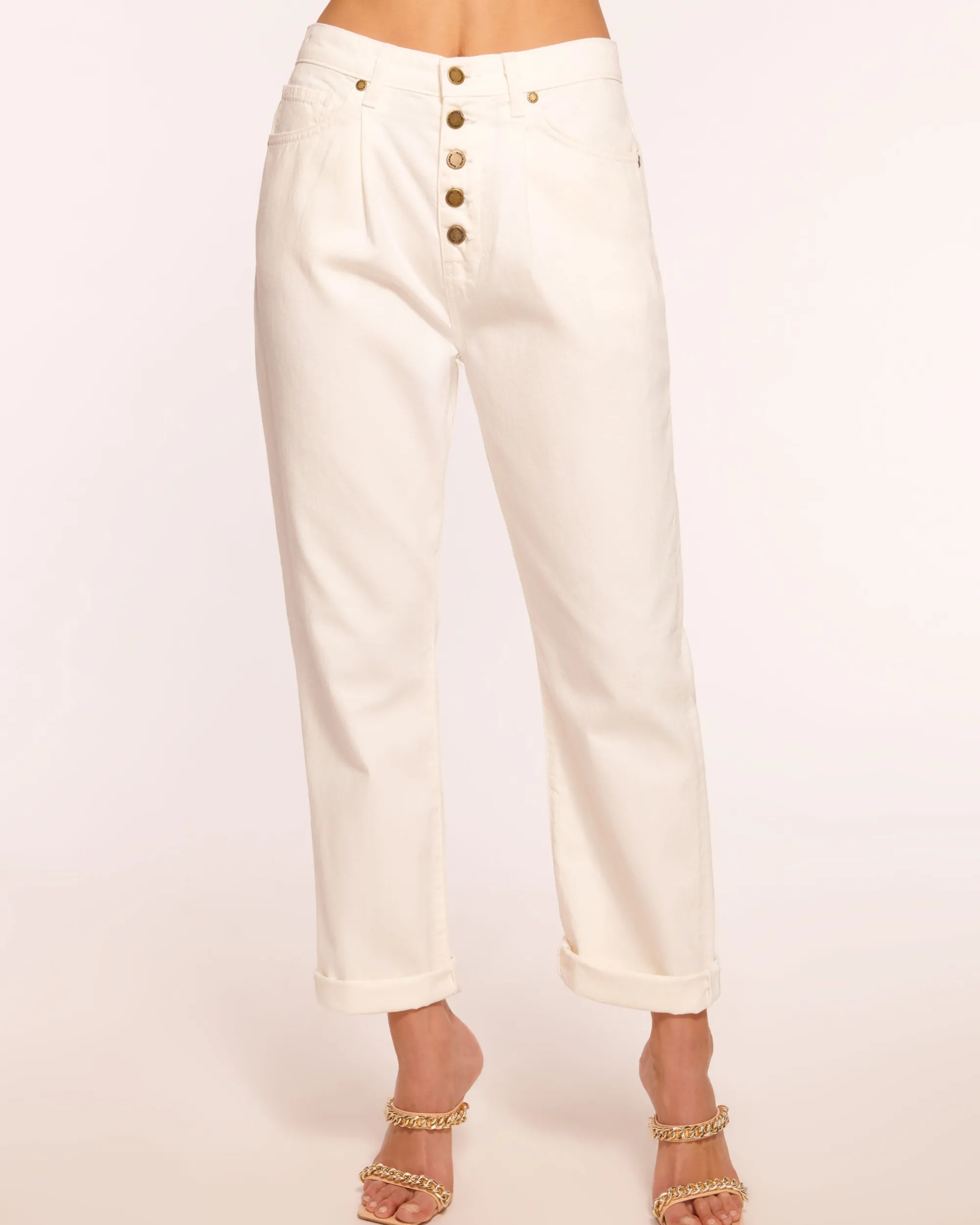 Hot Ramy Brook Pearle Cropped Straight Leg Jean White
