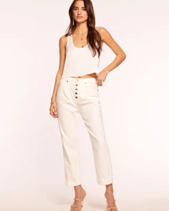 Hot Ramy Brook Pearle Cropped Straight Leg Jean White