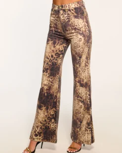 Online Ramy Brook Printed Tyra High Waisted Flare Jean Leoparddenim