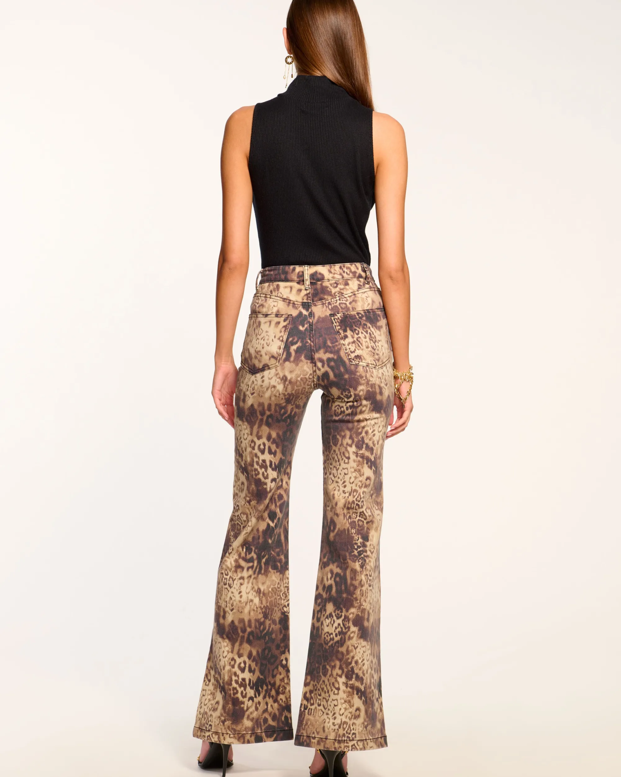 Online Ramy Brook Printed Tyra High Waisted Flare Jean Leoparddenim