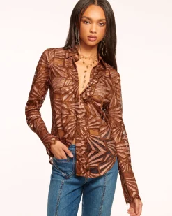 Hot Ramy Brook Priscilla Lace Button Down Top Bronzelace