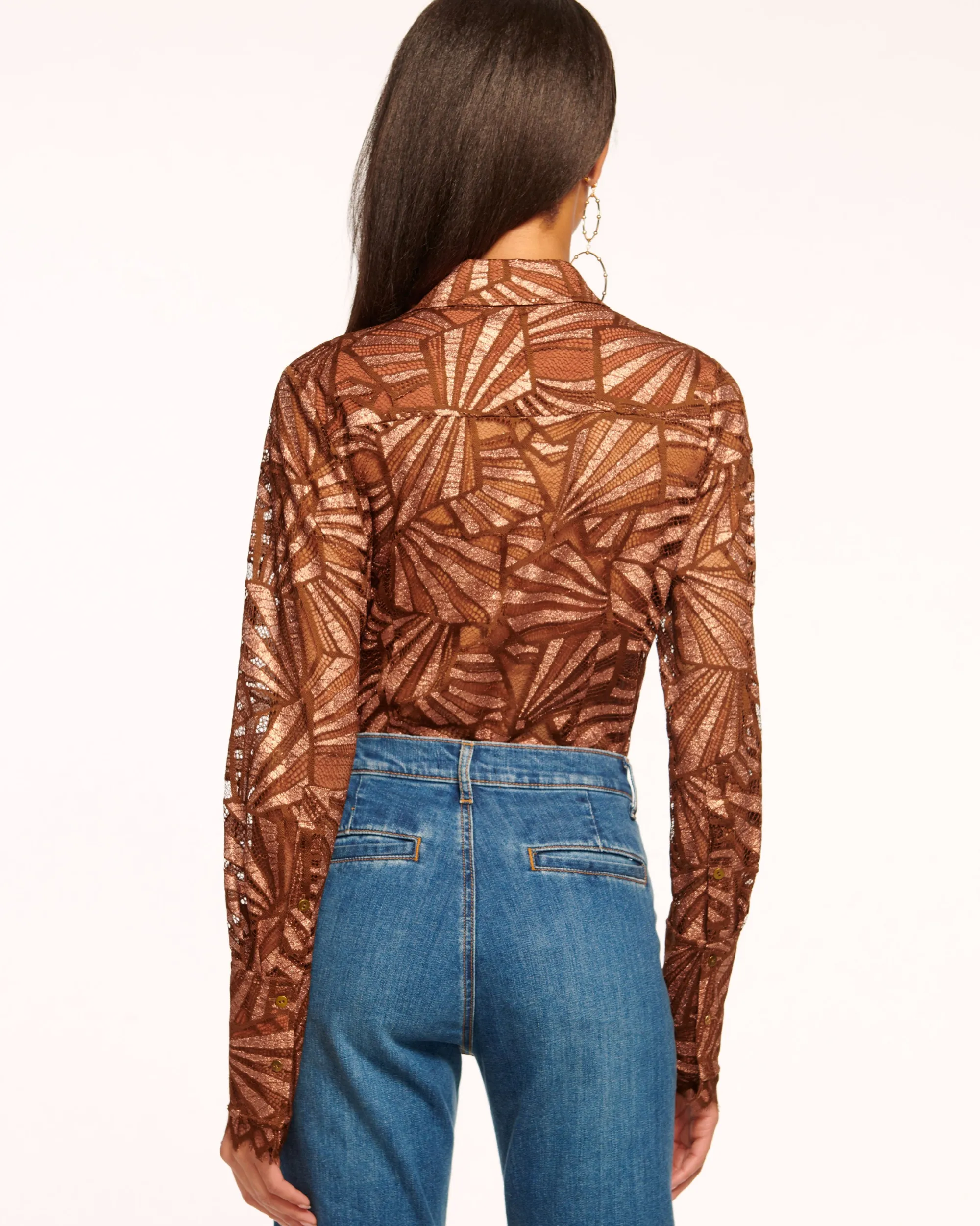 Hot Ramy Brook Priscilla Lace Button Down Top Bronzelace