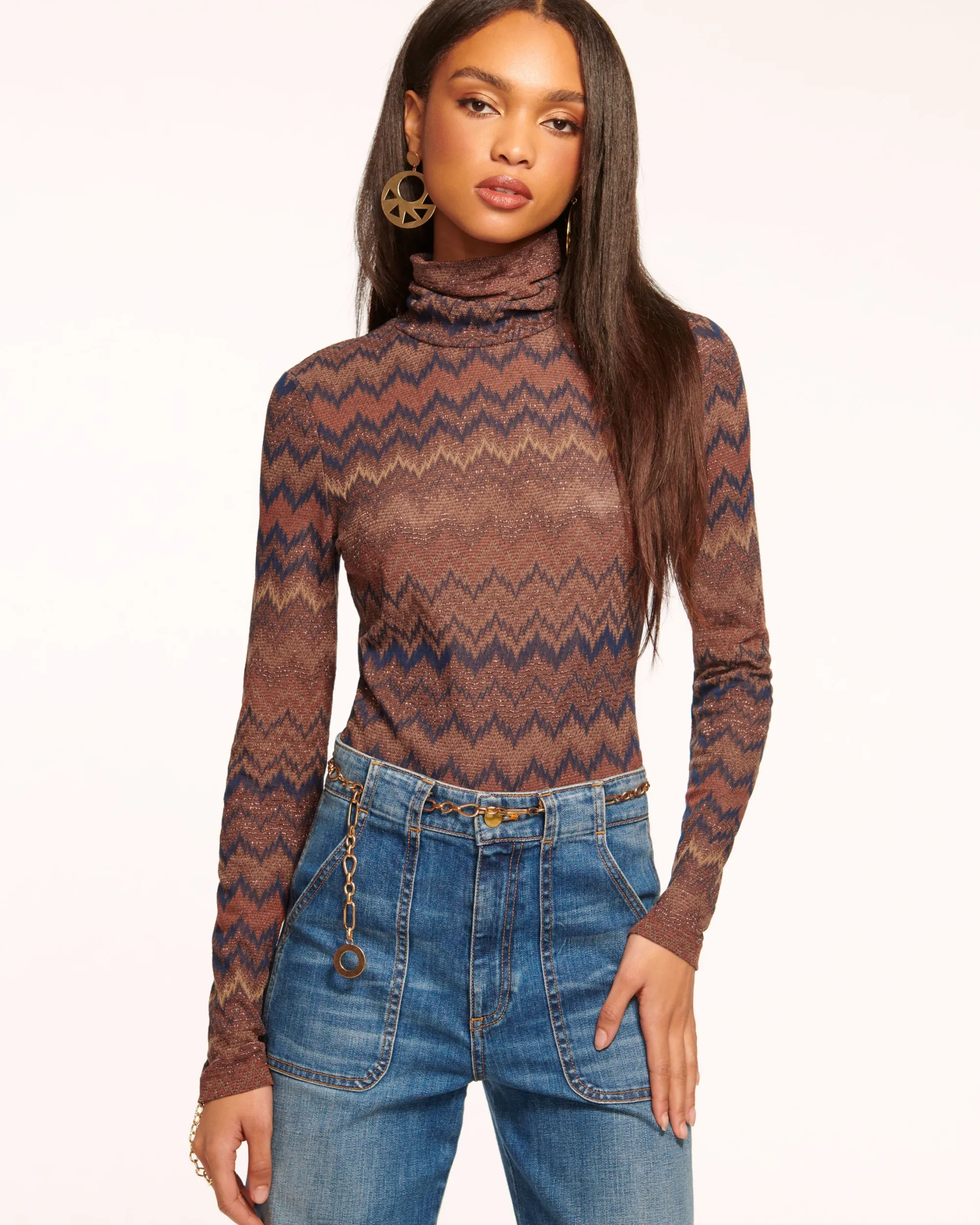 Best Ramy Brook Prudence Long Sleeve Turtleneck Top Saddlechevron