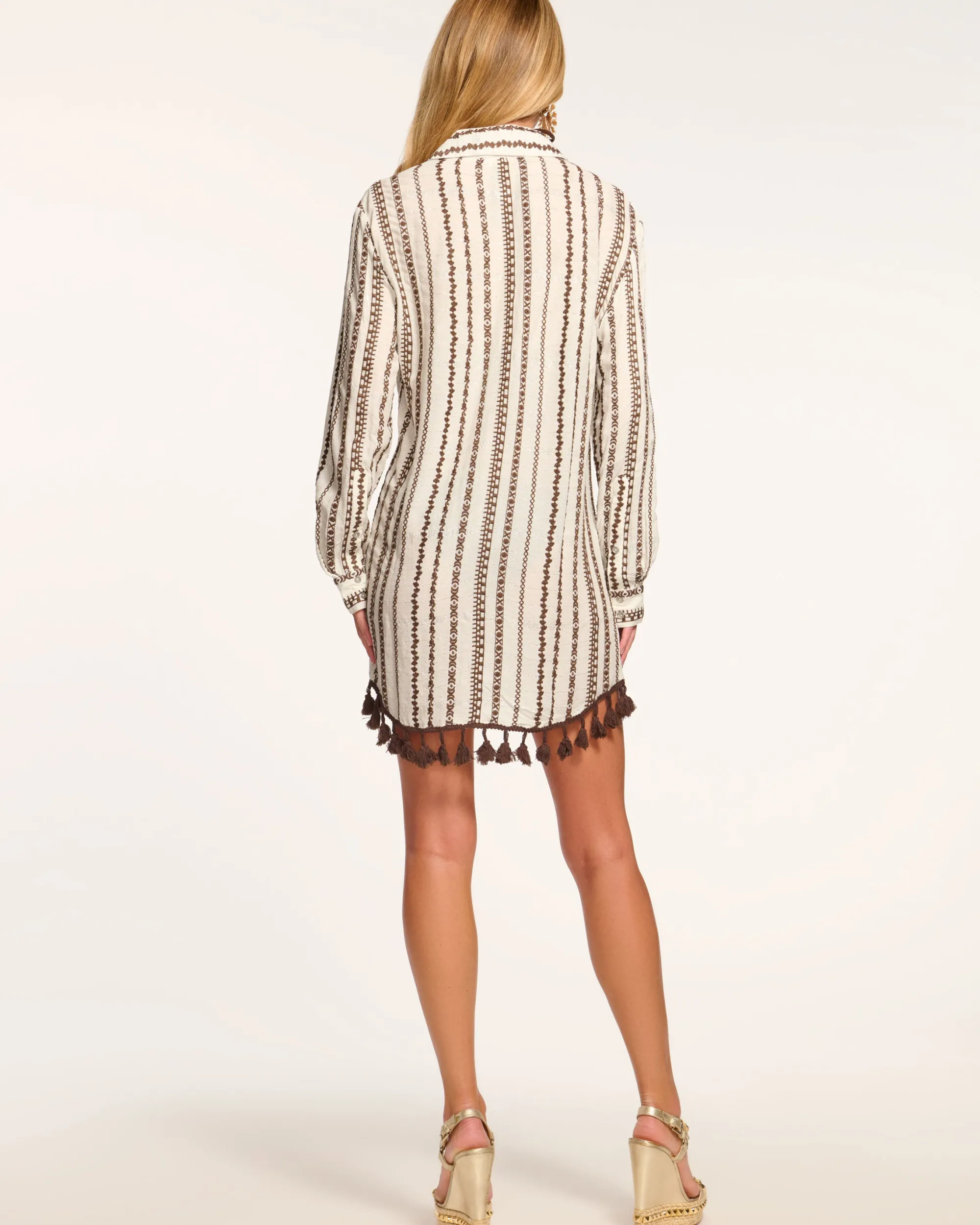 Discount Ramy Brook Roman Coverup Button Down Top Brownstripe