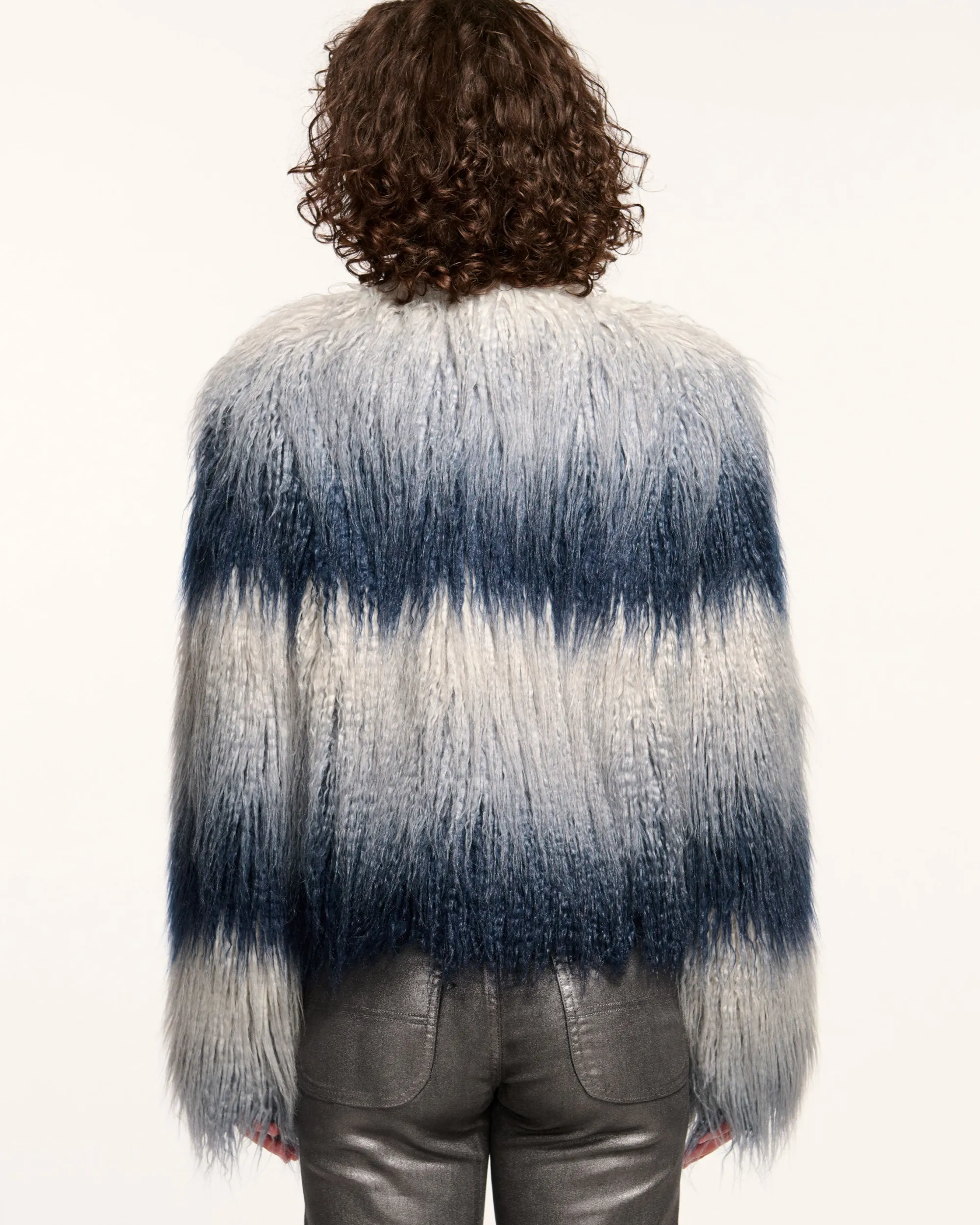 Fashion Ramy Brook Samuel Faux Fur Coat Navyombre