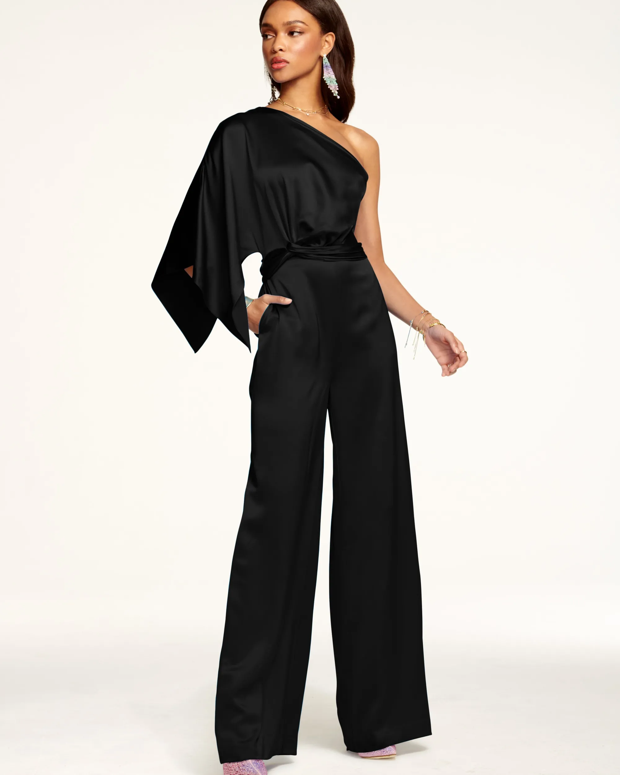 Best Ramy Brook Simone One-Shoulder Jumpsuit Black