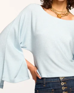 Best Ramy Brook Suzy Boatneck Rib Knit Top Dreamblue
