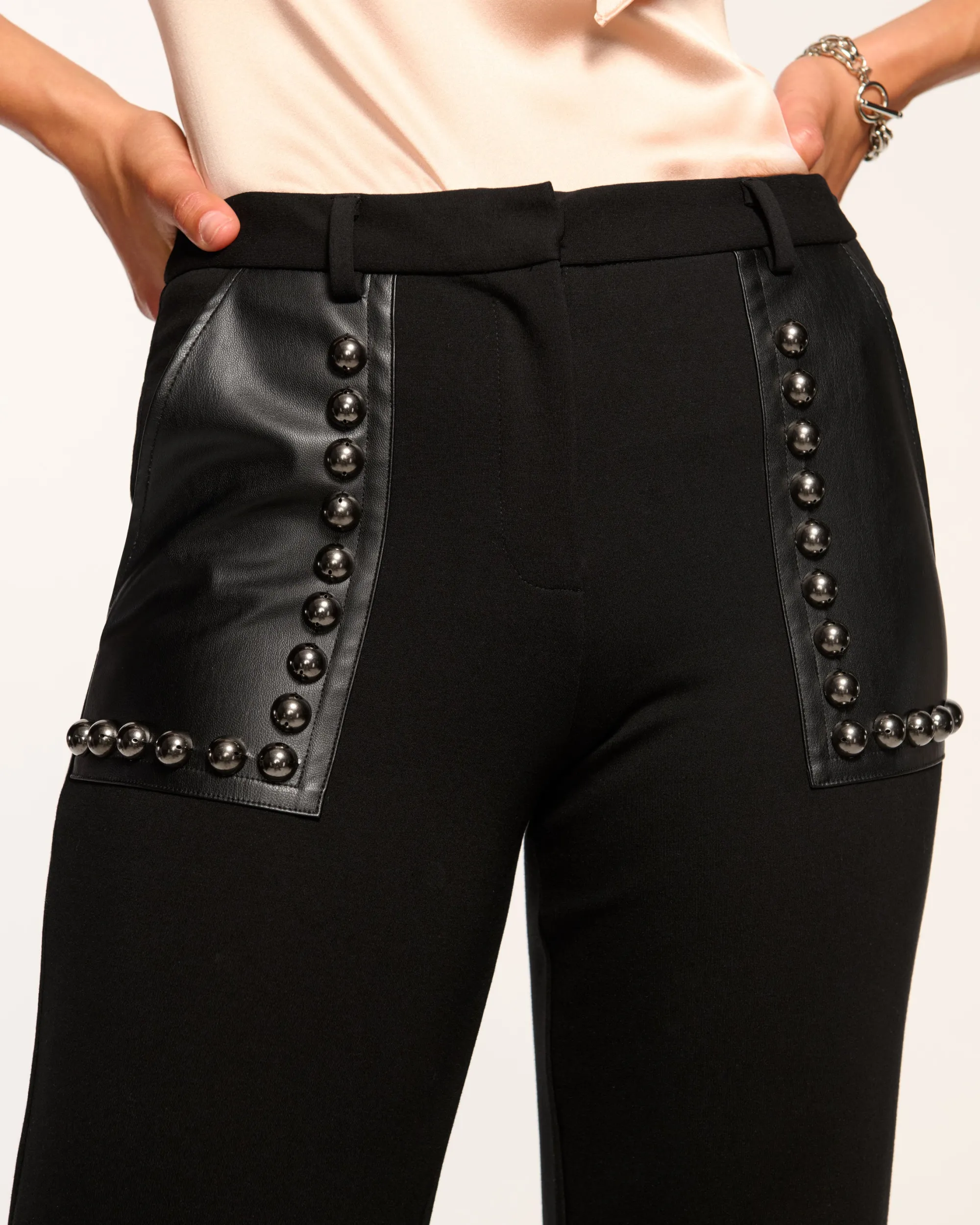 Outlet Ramy Brook Tashuna Studded Ponte Pant Blackponte