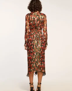 Clearance Ramy Brook Tatia Plunging Long Sleeve Midi Dress Rubytwilight