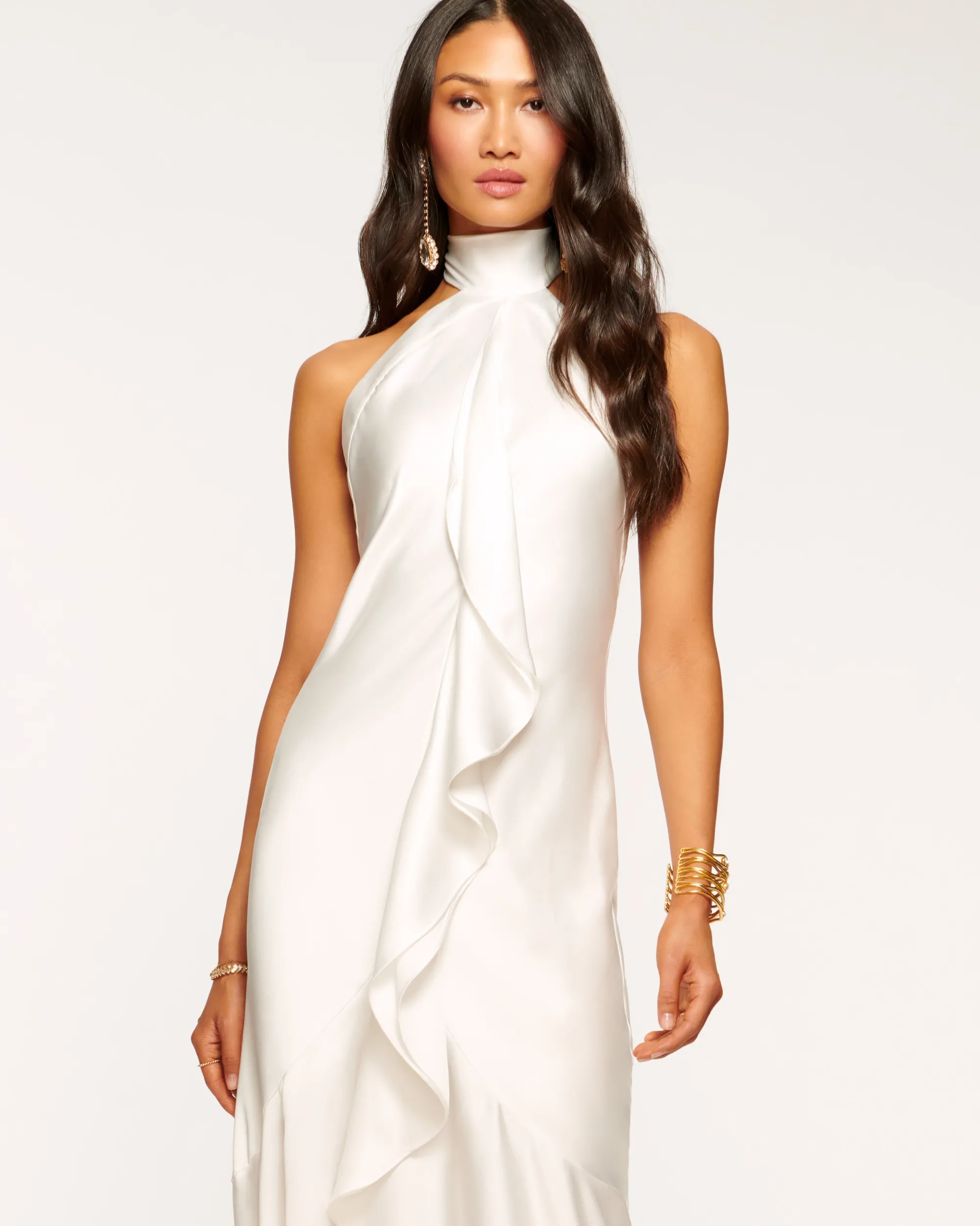 Clearance Ramy Brook Tera Ruffled Halter Gown