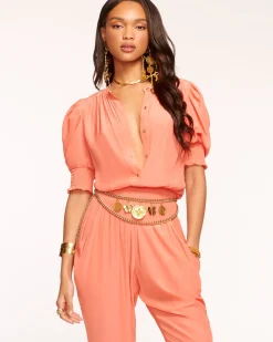 New Ramy Brook Tracey Puff Sleeve Jumpsuit
