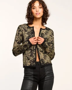 Outlet Ramy Brook Tricia Cardigan Sweater Goldleopard