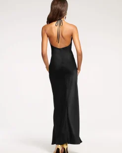 Clearance Ramy Brook Valentina Plunging Halter Gown Black