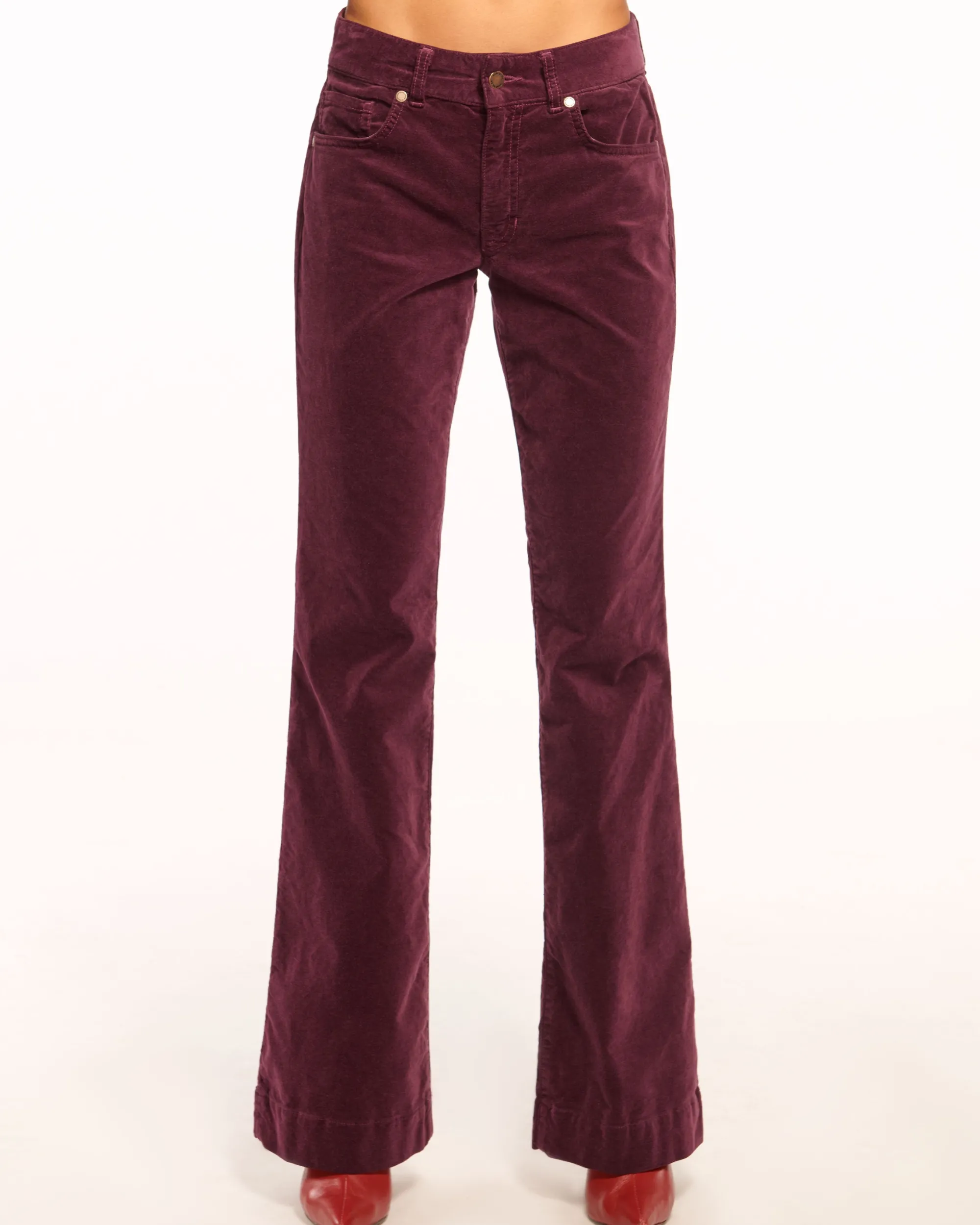 Outlet Ramy Brook Velvet Kyle Low Rise Flare Jean Pinotvelveteen