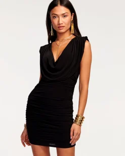 Sale Ramy Brook Venus Jersey Ruched Mini Dress Black