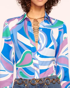 Fashion Ramy Brook Victoria Silk Button Down Blouse Sandstone