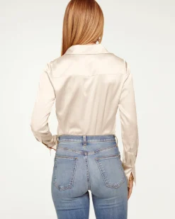 Fashion Ramy Brook Victoria Silk Button Down Blouse Sandstone