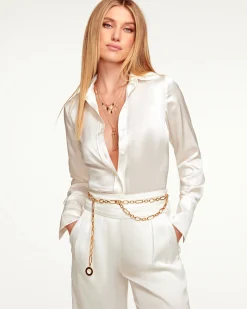Fashion Ramy Brook Victoria Silk Button Down Blouse Sandstone