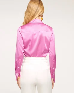 Fashion Ramy Brook Victoria Silk Button Down Blouse Sandstone
