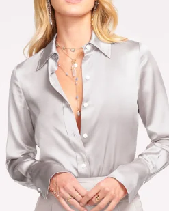 Best Ramy Brook Victoria Silk Button Down Blouse