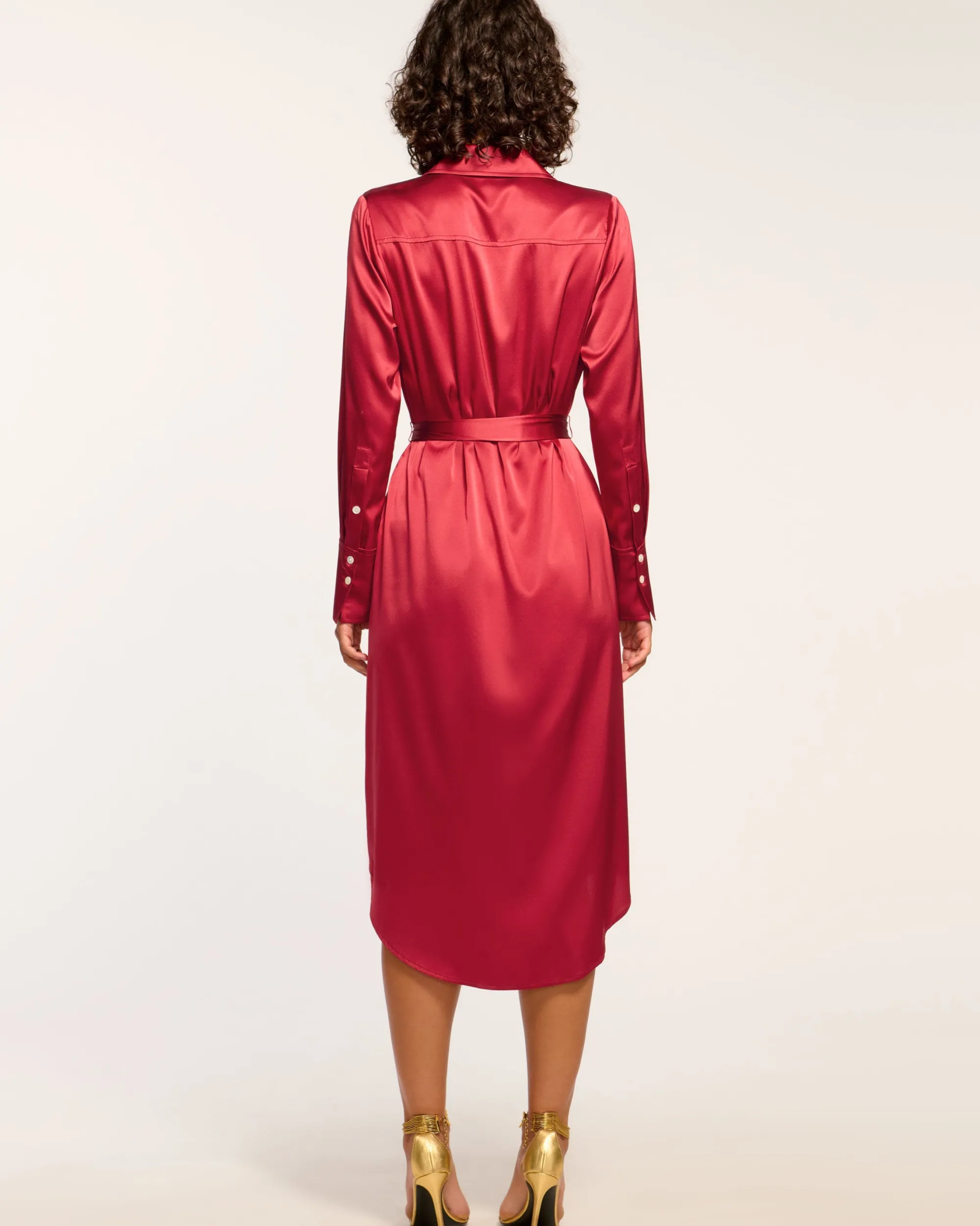 Fashion Ramy Brook Victoria Silk Button Down Midi Dress