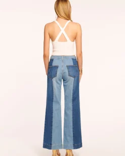 New Ramy Brook Vinnie Wide Leg Two-Tone Jean Tonalwash