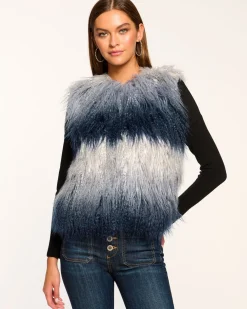 Fashion Ramy Brook Walter Faux Fur Vest Navyombre