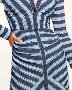 Hot Ramy Brook Wyatt Button Down Knit Maxi Dress Bluestripe