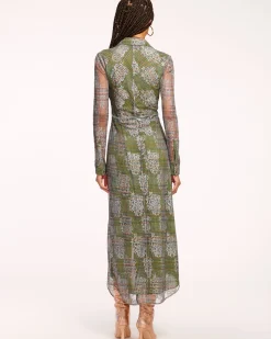 Online Ramy Brook Wyatt Button Down Mesh Maxi Dress Sagetartan