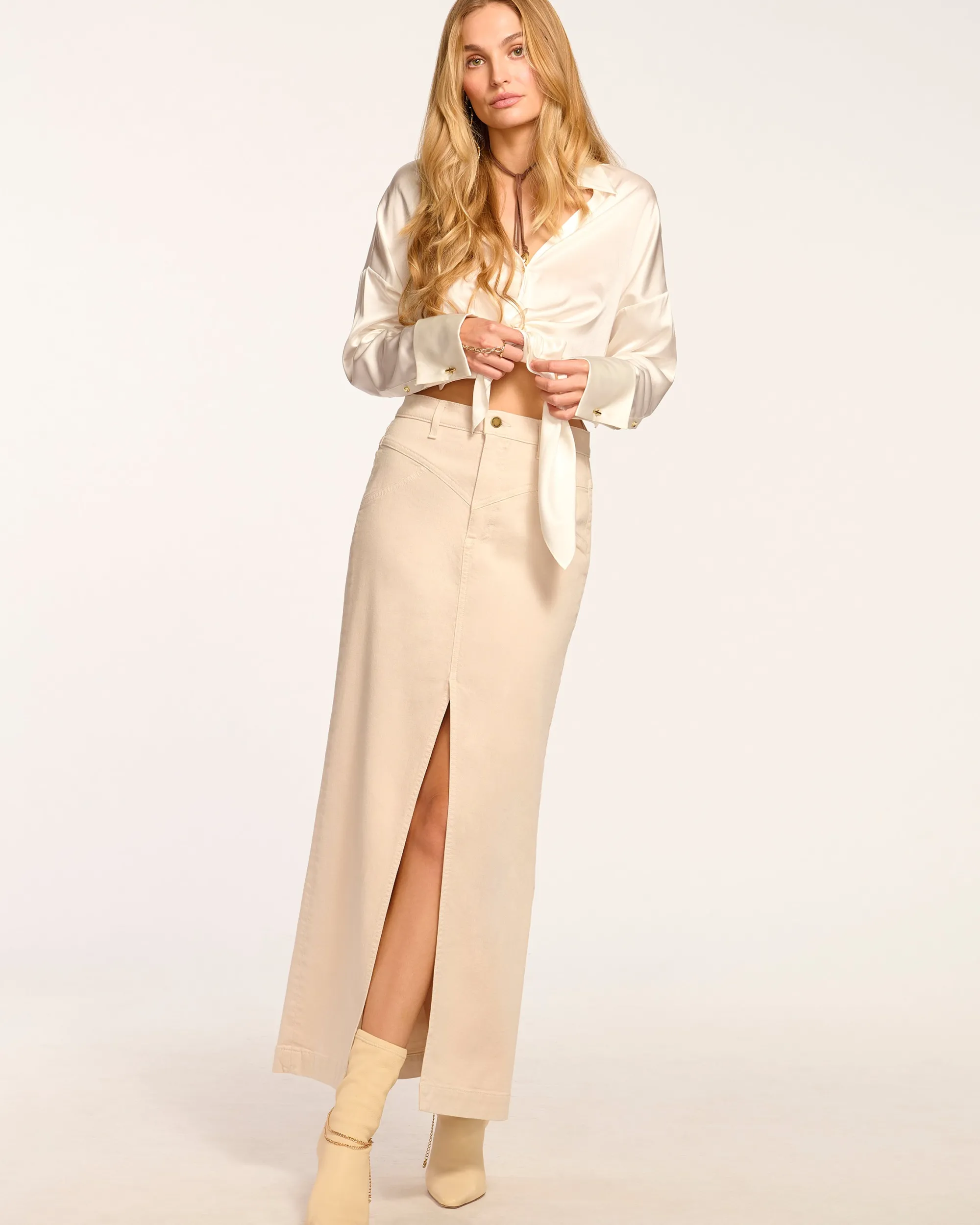 New Ramy Brook Xavier Denim Maxi Skirt