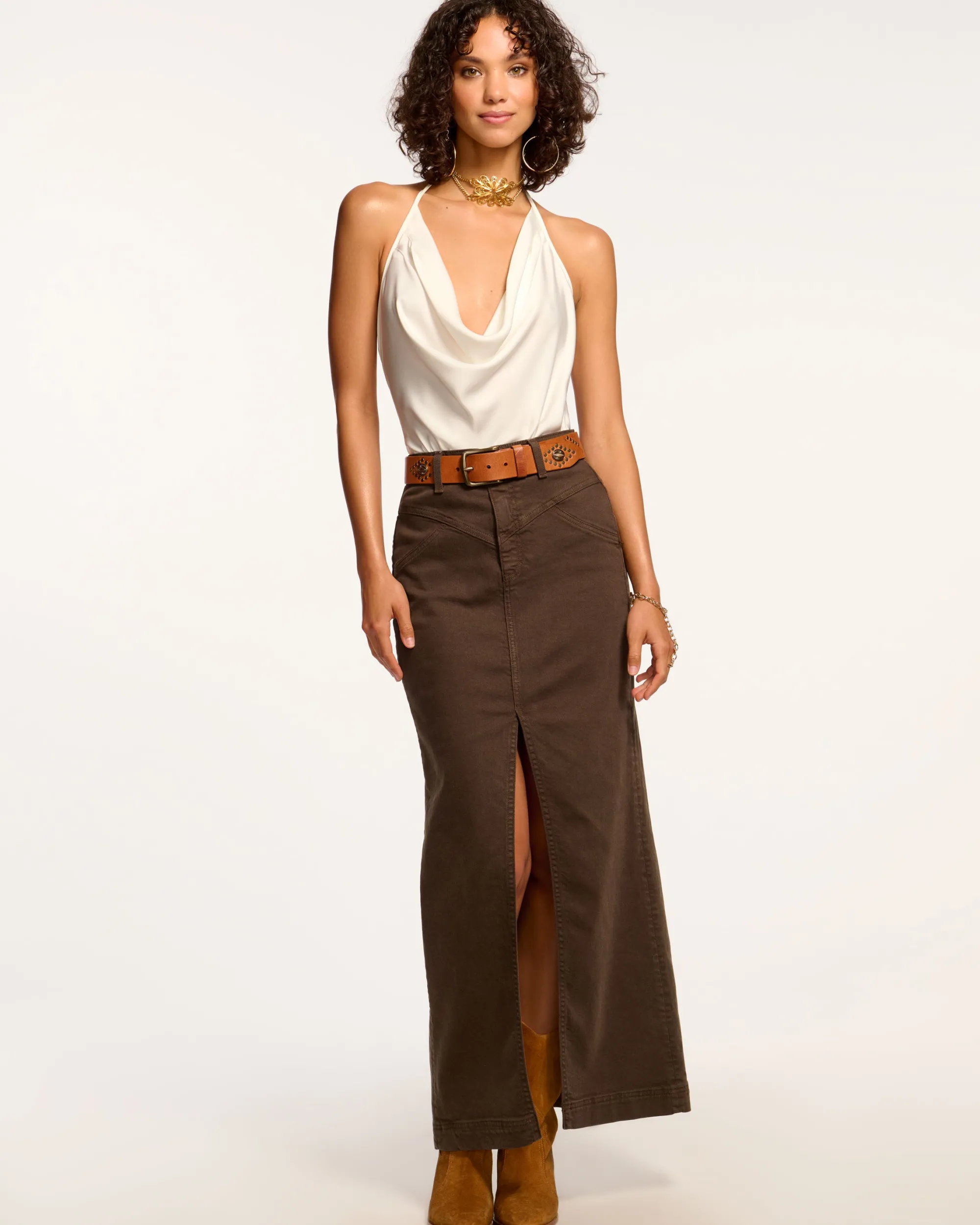 New Ramy Brook Xavier Denim Maxi Skirt